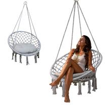 Rede Cadeira Balanco Suspensa Algodao Macrame Casa Teto Varanda Quintal Jardim Area Deck Lazer Confortavel Resistente