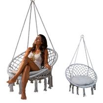 Rede Cadeira Balanco Suspensa Algodao Macrame Casa Teto Varanda Quintal Jardim Area Deck Lazer Resistente Confortavel