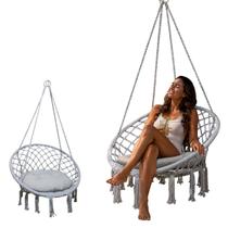 Rede Cadeira Balanco Suspensa Algodao Macrame Casa Teto Varanda Quintal Jardim Deck Area Lazer Confortavel Resistente