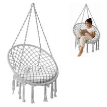 Rede Cadeira Balanco Suspensa Algodao Macrame Teto Casa Varanda Quintal Jardim Deck Area Lazer Confortavel Resistente
