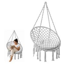 Rede Cadeira Balanco Suspensa Algodao Macrame Teto Casa Varanda Quintal Jardim Deck Area Lazer Resistente Confortavel