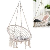 Rede Cadeira de Balanço de Algodão Suspensa Quintal Descanso Varanda Teto Jardim Sacada Decoração Trançada Casa Rede Cadeira de Balanço de Algodão Suspensa Quintal Descanso Varanda Teto Jardim Sacada Decoração Trançada Casa