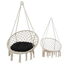 Rede Cadeira Suspensa Balanco Algodao Corda Casa Teto Varanda Quintal Jardim Area Deck Lazer Confortavel Resistente