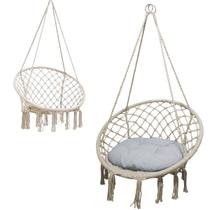 Rede Cadeira Suspensa Balanco Algodao Macrame Casa Teto Varanda Quintal Jardim Area Deck Lazer Confortavel Resistente