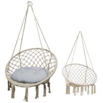 Rede Cadeira Suspensa Balanco Algodao Macrame Casa Teto Varanda Quintal Jardim Area Deck Lazer Resistente Confortavel