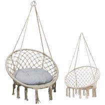 Rede Cadeira Suspensa Balanco Algodao Macrame Casa Teto Varanda Quintal Jardim Area Deck Resistente Confortavel Lazer