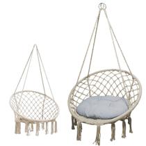 Rede Cadeira Suspensa Balanco Algodao Macrame Casa Teto Varanda Quintal Jardim Deck Area Lazer Confortavel Resistente