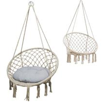 Rede Cadeira Suspensa Balanco Algodao Macrame Casa Teto Varanda Quintal Jardim Deck Area Lazer Resistente Confortavel