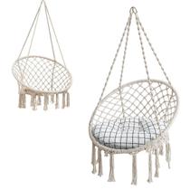 Rede Cadeira Suspensa Balanco Algodao Macrame Teto Casa Varanda Quintal Jardim Area Deck Lazer Resistente Confortavel