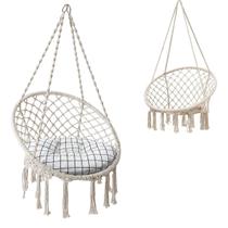 Rede Cadeira Suspensa Balanco Algodao Macrame Teto Casa Varanda Quintal Jardim Deck Area Lazer Resistente Confortavel