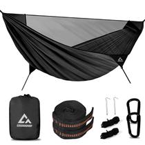 Rede de acampamento CROSSHIP 290x155 cm com mosquiteiro preta