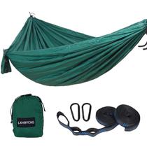 Rede de acampamento LXHBYCXG dupla e única de nylon verde preta