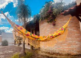 Rede De Algodão Forrada Com Chita - Amarela