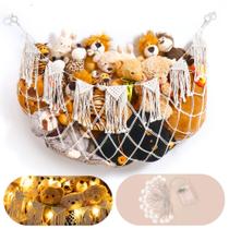 Rede de armazenamento de animais de pelúcia MORCCO Boho 152x46 cm com luzes Rede de armazenamento de animais de pelúcia MORCCO Boho 152x46 cm com luzes