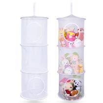 Rede de armazenamento de bichos de pelúcia Basumee 3 camadas branca x2