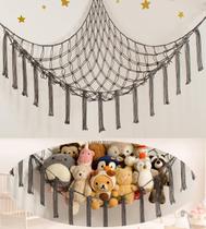 Rede de armazenamento de brinquedos mirolam Large 130x130x165 cm cinza