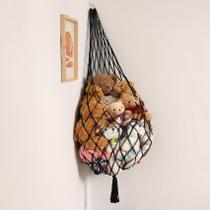 Rede de brinquedo Amdermi Macrame Stuffed Animal Storage preta XL