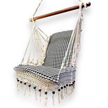 Rede De Cadeira Suspensa Para Descanso E Varanda Crochê Artesanal Estilo Rústico