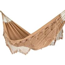 rede de descanso casal bege caramelo algodao resistente