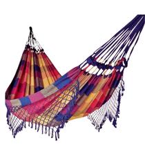 Rede De Descanso Casal Tam. 1,50x3,50 na cor Xadrez Azul / Vermelho