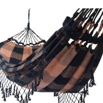 Rede De Descanso Casal Tam. 1,50x3,50 na cor Xadrez Chocolate / Caramelo