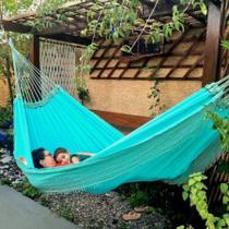 rede de descanso domir antialergica verde agua sol a sol casal brim lisa