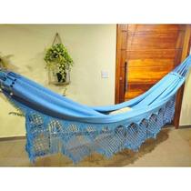 rede de descanso dormir azul bebê/claro casal reforçada 100% algodão