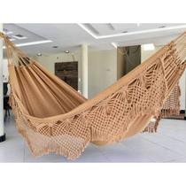 rede de descanso dormir caramelo/bege casal luxo gigante Algodão suporta 300kg varandas artesanal