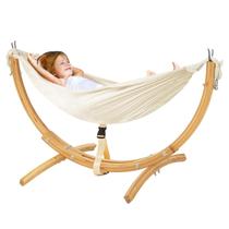 Rede de descanso infantil FUNLIO com suporte de madeira, 120 cm de altura, capacidade de 100 kg