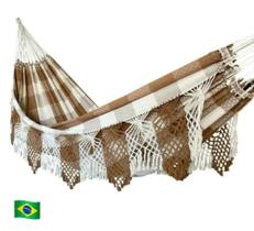 rede de dormir bege caramelo xadrez casal reforçada