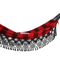 Rede de Dormir Bucho de Boi Casal Vermelha com Preto Luxo