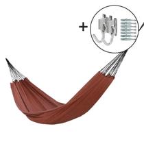 Rede de Dormir Casal Jeans Life Basic Laranja com Preto + 1 Par de Ganchos