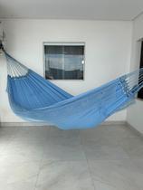Rede de Dormir Descanso Bordada de Casal Grande Antialérgica Cor:Azul Bebê