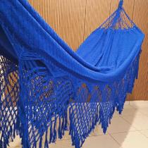rede de dormir descanso casal azul Royal Algodão suporta 300kg varandas artesanal