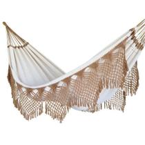 rede de dormir descanso casal bege com caramelo ostra gigante 4,20m