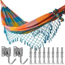 Rede de Dormir Descanso Casal + Ganchos Costura Reforçada