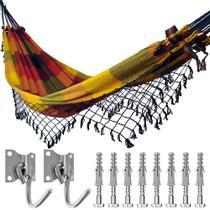 Rede de Dormir Descanso Casal + Ganchos Costura Reforçada
