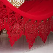 rede de dormir descanso casal vermelho ostra algodão reforçada 4,20m