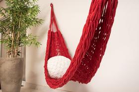 Rede de Dormir Descanso Corda Trançada Algodão Vermelho