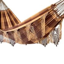 rede de dormir marrom com caramelo xadrez casal algodao resistente