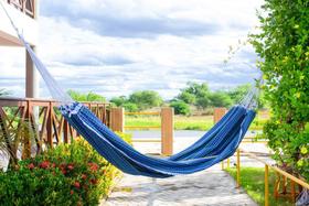 Rede de Dormir Xadrez Azul Descanso Algodão