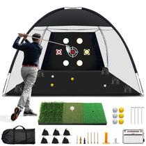 Rede de golfe DABIGE de 10 x 7 pés com tapete tri-turf, bola, camiseta e bolsa