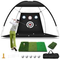 Rede de Golfe Tosoze 3 x 2 m com Kit de Treino, Tapete e Bolas com Tee Rede de Golfe Tosoze 3 x 2 m com Kit de Treino, Tapete e Bolas com Tee