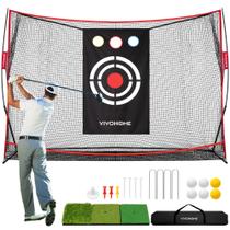 Rede de Golfe VIVOHOME 3x2m com Tapete, Target, 8 Tees e 6 Bolas