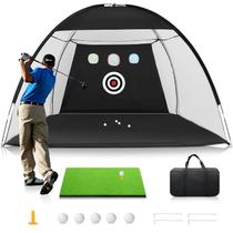 Rede de golfe XINPOINT para treino de rebatidas de 10 x 7 pés com tapete/alvos/bolas