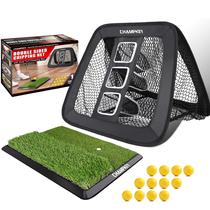 Rede de lascas de golfe CHAMPKEY de dupla face com tapete e 12 bolas de espuma