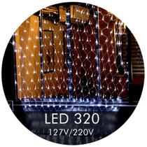 Rede de Luz Led 320 LEDs 8 Funções Pisca Pisca Decoração 2.2x1,6m Branco Frio 127V ou 220V 101087/102086 - Euro