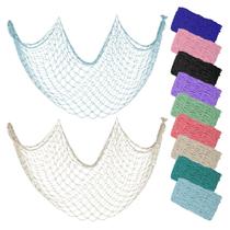 Rede de pesca decorativa ZUEXT 203x102 cm, azul, bege, pacote com 2