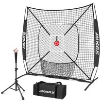 Rede de treino de beisebol AOLIGEIJS 183 x 183 cm com tee e alvo