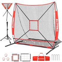 Rede de treino de beisebol BaseGoal 183 x 183 cm com tee de rebatida Rede de treino de beisebol BaseGoal 183 x 183 cm com tee de rebatida